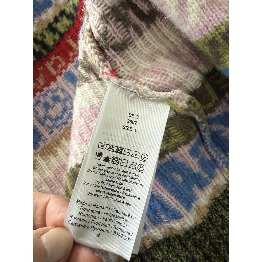 Ganni Multicolor Graphic Knit Cardigan Sweater large - Picture 4 of 7